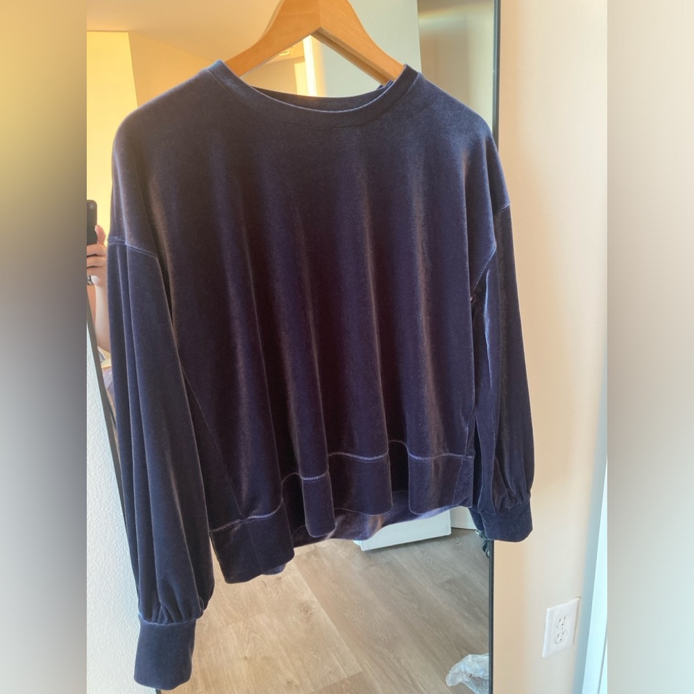 Madewell Navy Velvet Sweatshirt - Picture 2 of 6